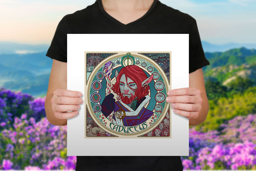 Critical Role Caduceus Mighty Nein Portrait Series Art Print Sam Hogg